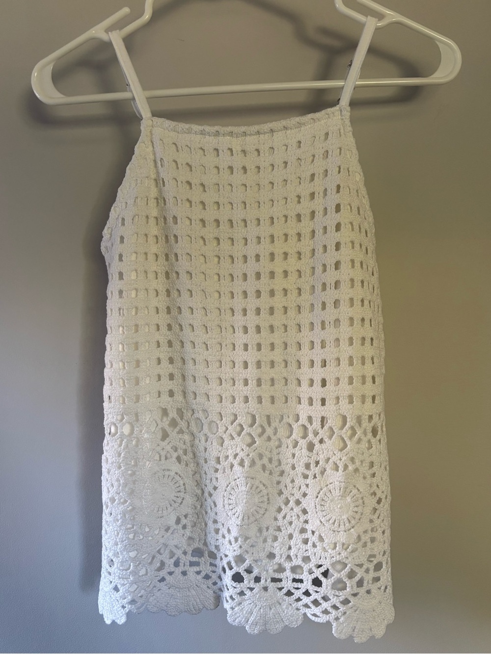 White Crochet Sleeveless Summer Tank
